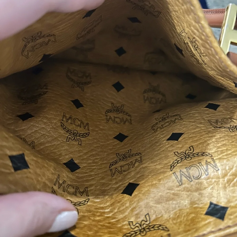 MCM Cognac Visetos Satchel with Gold Hardware and Brown Handles - Picture 12 of 15